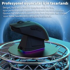 IMG-326MX 8000 DPI 6D Makro Tuşlu RGB LED Bluetooth + 2.4G + Kablolu Şarjlı Gaming Mouse 300mAh