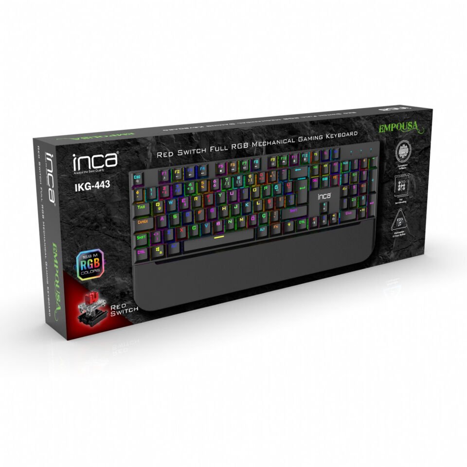 IKG-443 Empousa Red  Switch Tam RGB Yazılım Mekanik Klavye
