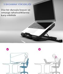 INC-614Gms Empousa 5 Adet Mavi Led Fan 2600Rpm 9 ''-17'' Gaming Notebook Soğutucu