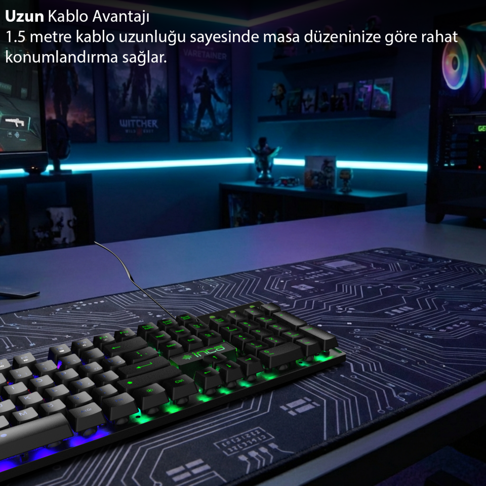 IKG-449 RGB 3 Renk Gaming Klavye | Metalik Tasarım Ergonomik Tuş Mesafesi