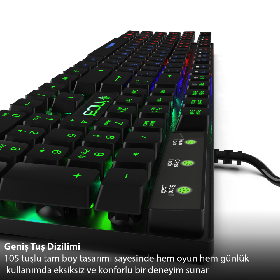 IKG-449 RGB 3 Renk Gaming Klavye | Metalik Tasarım Ergonomik Tuş Mesafesi