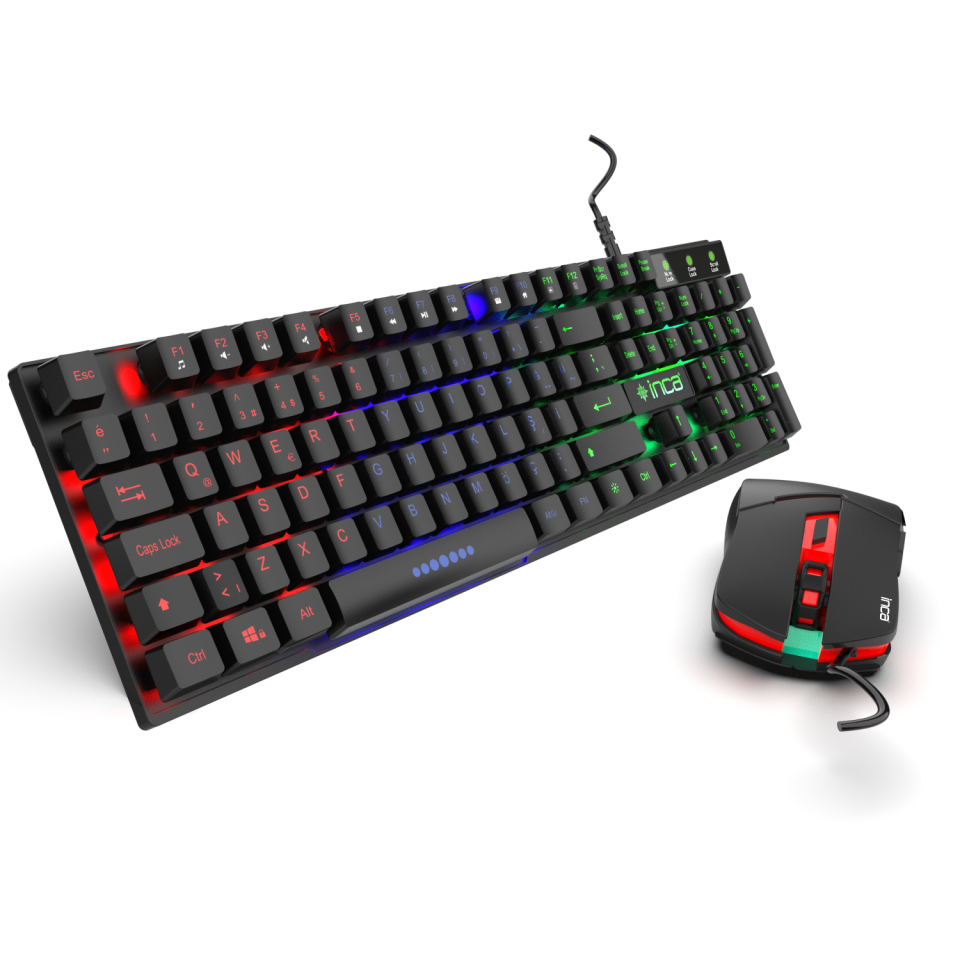 IKG-448 Pro Gamer 4-Color LED Gaming Klavye & 6D RGB Mouse Set | 105 Tuş USB Bağlantı 1.5m Örgü Kablo