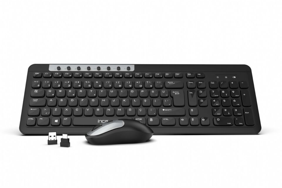 Inca IWS-599 Kablosuz Multimedya Süper Konforlu Çift Alıcılı USB & Type-C Klavye Mouse Set