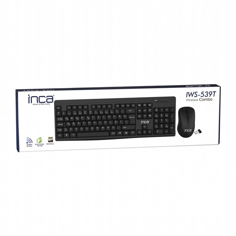 Iws-539t Siyah Klavye Mouse Seti Kablosuz Dayanıklı Soft Tasarım