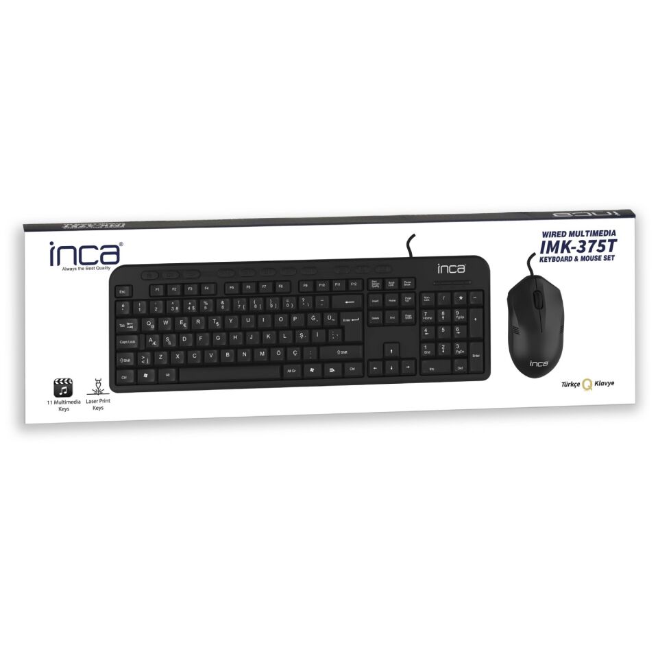 IMK-375T USB Q Trk Optic Mouse Siyah Standart Klavye - Mouse Set
