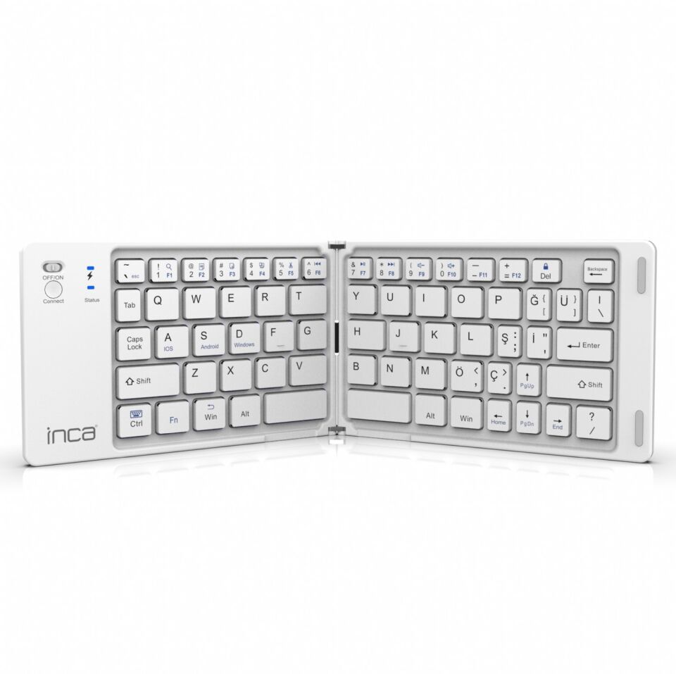 Inca IBK-580BT Katlanabilir Bluetooth Klavye | Sessiz 67 Tuş Mini Taşınabilir iOS/Android/Windows Uyumlu