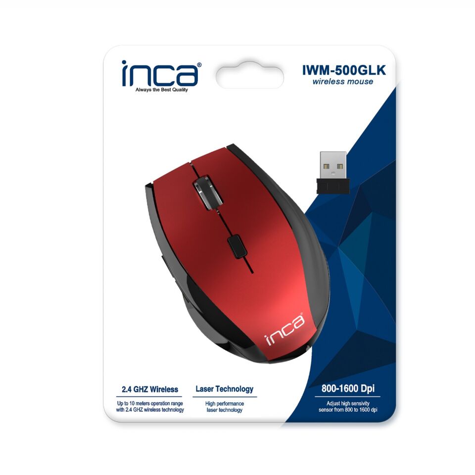 IWM-500GL 600 DPI 2.4G Kablosuz Nano Alıcılı Laser Mouse Kırmızı 