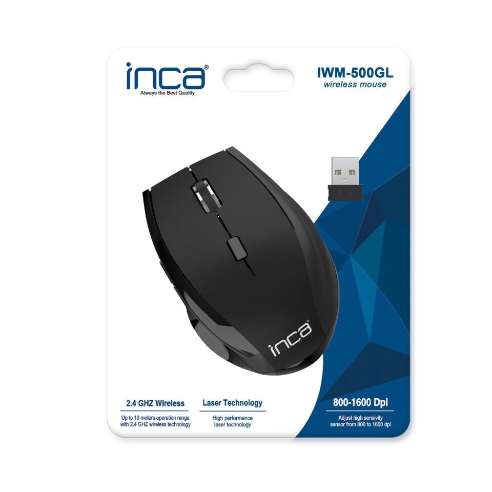 IWM-500GL 600 DPI 2.4G Kablosuz Nano Alıcılı Laser Mouse Siyah