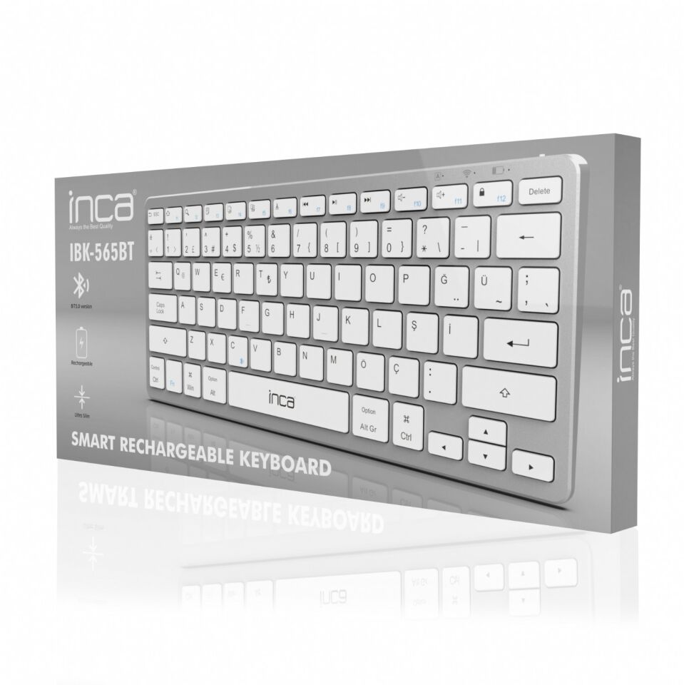 Inca IBK-565BT Bluetooth 5.0 Şarj Edilebilir Akıllı Gümüş Klavye