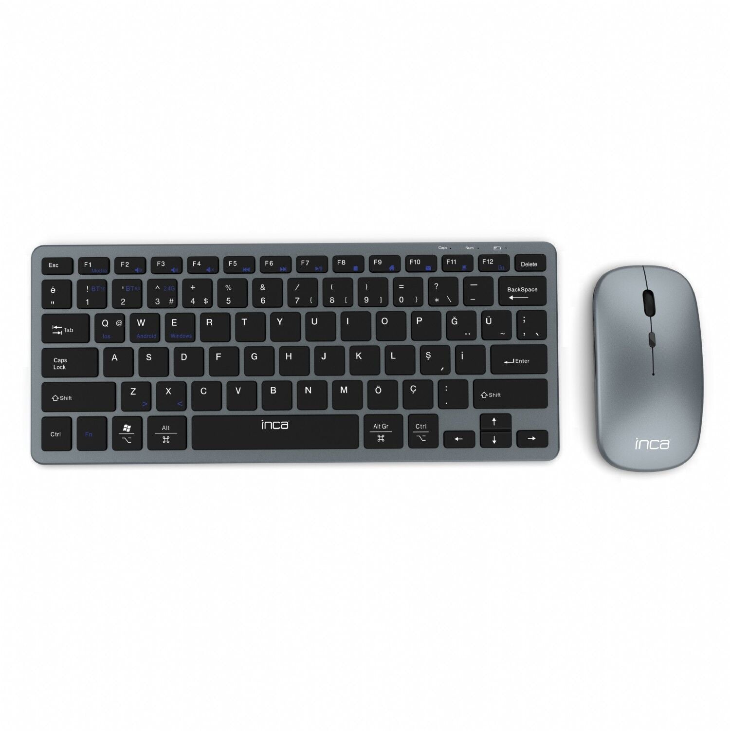 IBK-572BT Klavye Mouse Set | Bluetooth 5.0 + 2.4G Şarjlı Ultra Slim Klavye & 1600 DPI Kablosuz Mouse Set