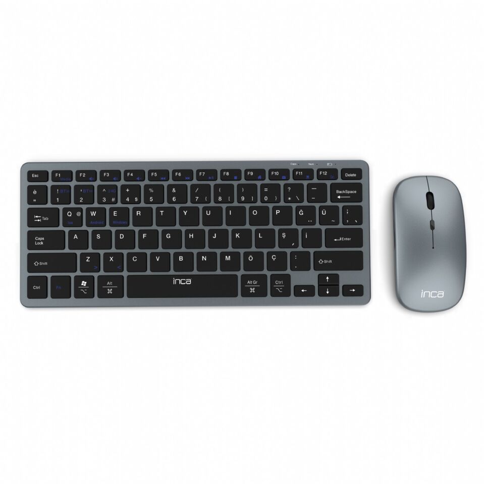 IBK-572BT Klavye Mouse Set | Bluetooth 5.0 + 2.4G Şarjlı Ultra Slim Klavye & 1600 DPI Kablosuz Mouse Set