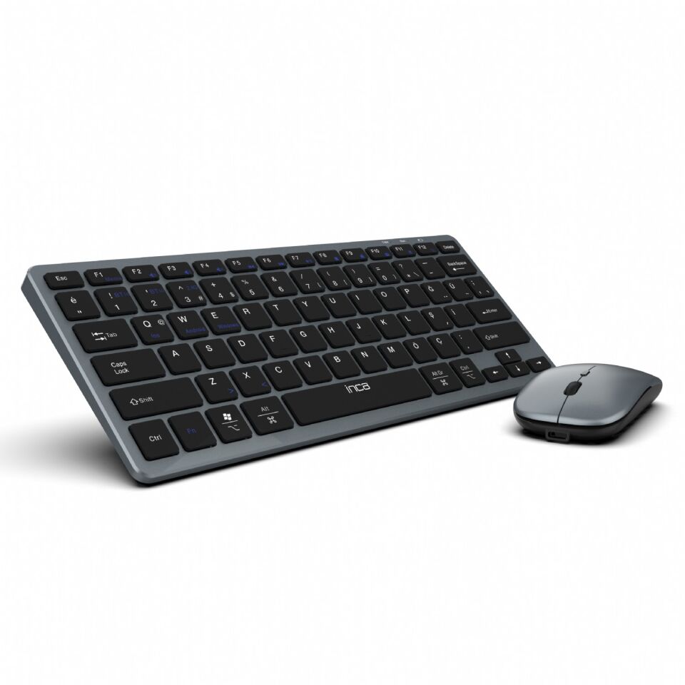 IBK-572BT Klavye Mouse Set | Bluetooth 5.0 + 2.4G Şarjlı Ultra Slim Klavye & 1600 DPI Kablosuz Mouse Set