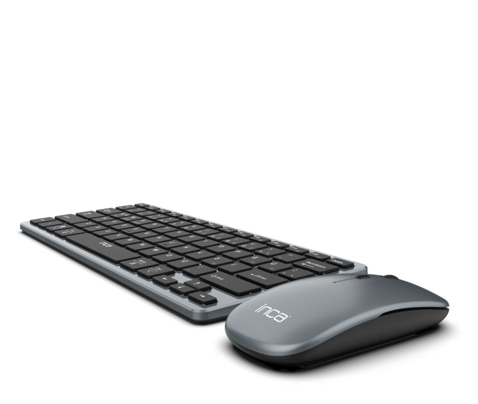 IBK-572BT Klavye Mouse Set | Bluetooth 5.0 + 2.4G Şarjlı Ultra Slim Klavye & 1600 DPI Kablosuz Mouse Set
