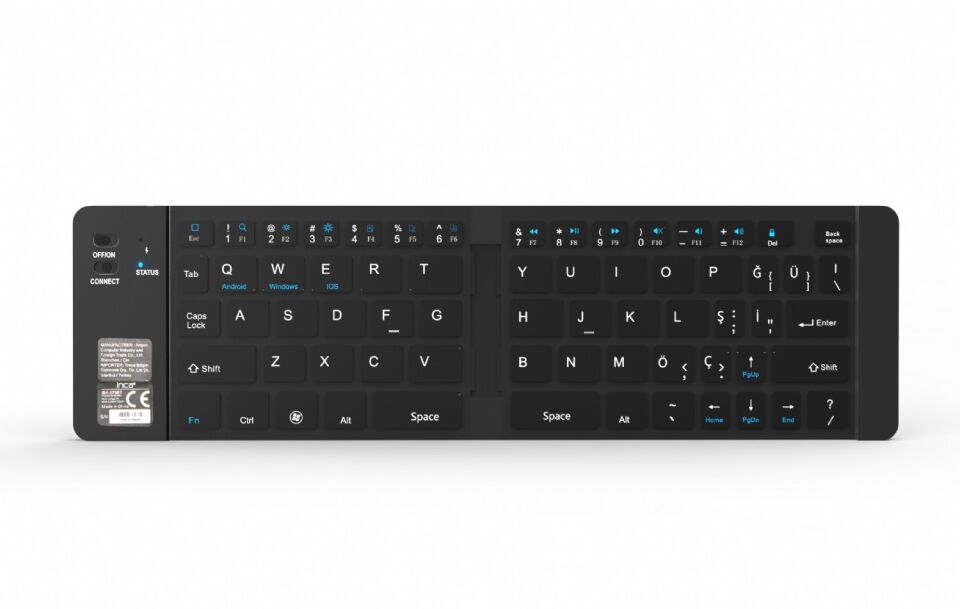 IBK-579BT Katlanabilir Bluetooth 3.0 Mini Klavye | Ultra İnce Metal Gövde, 66 Tuş