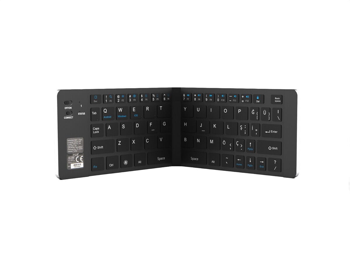 IBK-579BT Katlanabilir Bluetooth 3.0 Mini Klavye | Ultra İnce Metal Gövde, 66 Tuş
