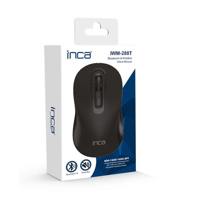 Inca IWM-288T Bluetooth 5.4 Sessiz Kablosuz Mouse | 1600 DPI Konforlu Rubber Kaplama Sağ Sol El Kullanım