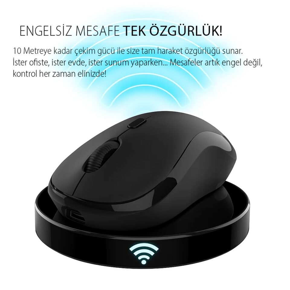 Inca IWM-289T Kablosuz Optik Mouse | Sessiz Tuş 1200 DPI Rubber Yüzey Type-C Şarj 40 Saat Kullanım