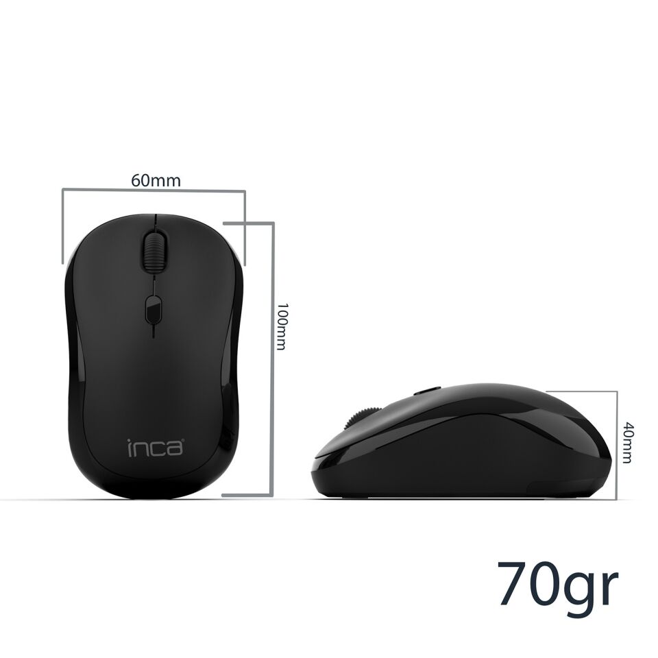 Inca IWM-289T Kablosuz Optik Mouse | Sessiz Tuş 1200 DPI Rubber Yüzey Type-C Şarj 40 Saat Kullanım