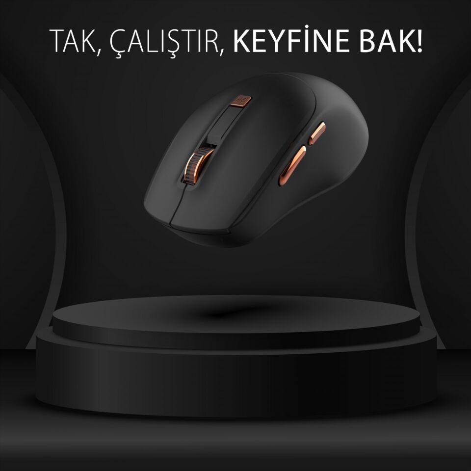 Inca IWM-244R 2.4GHz Kablosuz Optik Mouse | Sessiz Tuşlar, 6D Fonksiyon | 800-1600 DPI | Tak-Çalıştır Siyah