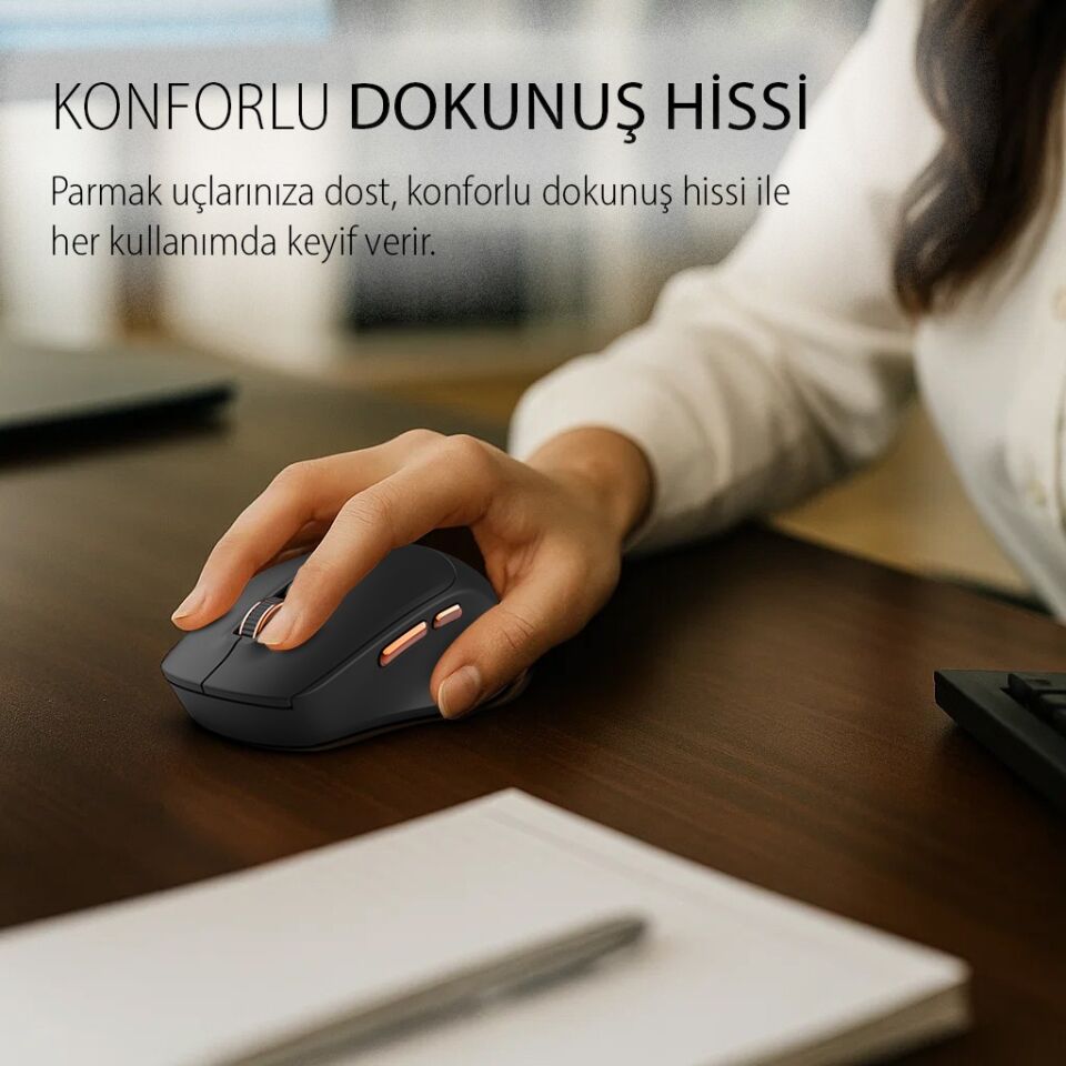 Inca IWM-244R 2.4GHz Kablosuz Optik Mouse | Sessiz Tuşlar, 6D Fonksiyon | 800-1600 DPI | Tak-Çalıştır Siyah