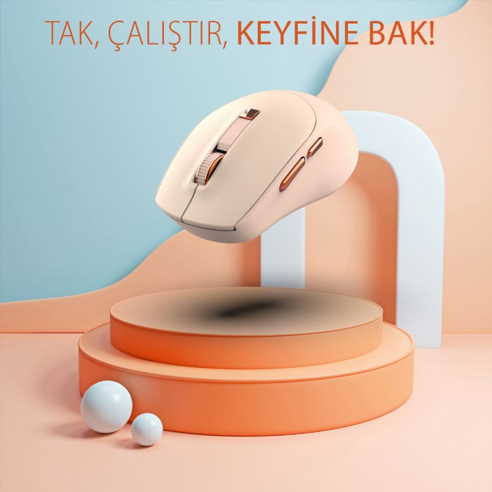 Inca IWM-244R 2.4GHz Kablosuz Optik Mouse | Sessiz Tuşlar, 6D Fonksiyon | 800-1600 DPI | Tak-Çalıştır Pembe