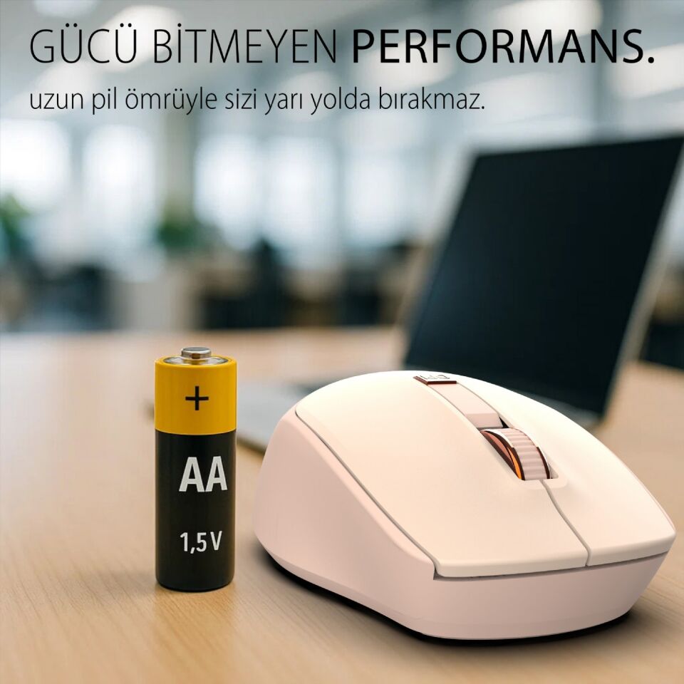 Inca IWM-244R 2.4GHz Kablosuz Optik Mouse | Sessiz Tuşlar, 6D Fonksiyon | 800-1600 DPI | Tak-Çalıştır Pembe
