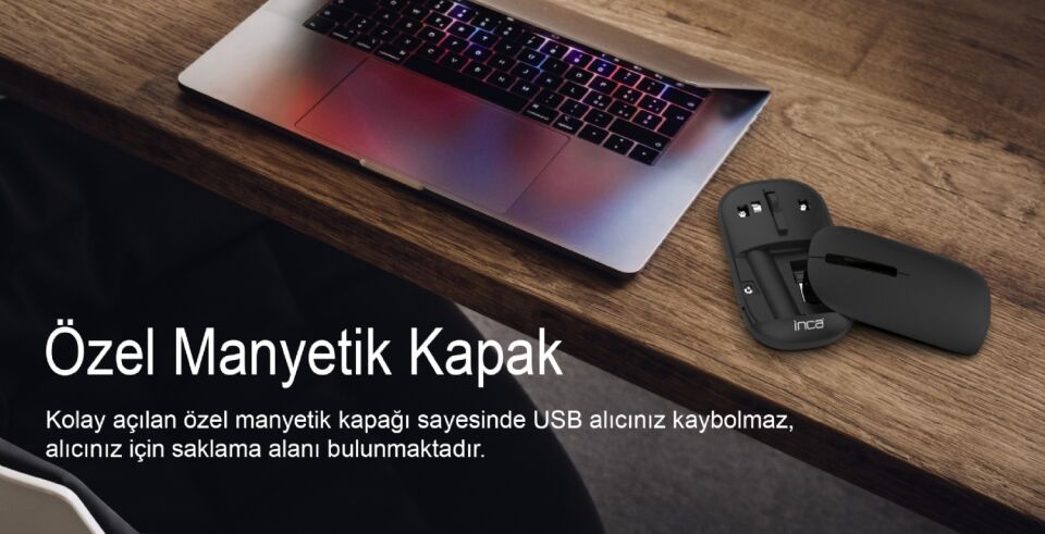 IWM-242 Bluetooth + 2.4G Kablosuz Çift Mod Şarjlı Sessiz Mouse Siyah
