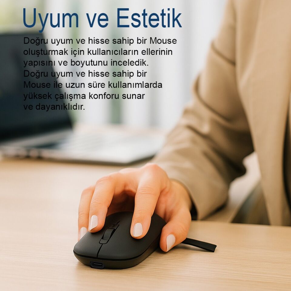 IWM-242 Bluetooth + 2.4G Kablosuz Çift Mod Şarjlı Sessiz Mouse Siyah