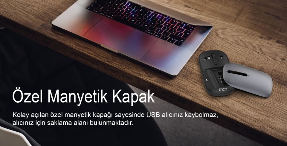IWM-242 Bluetooth + 2.4G Kablosuz Çift Mod Şarjlı Sessiz Mouse Gri