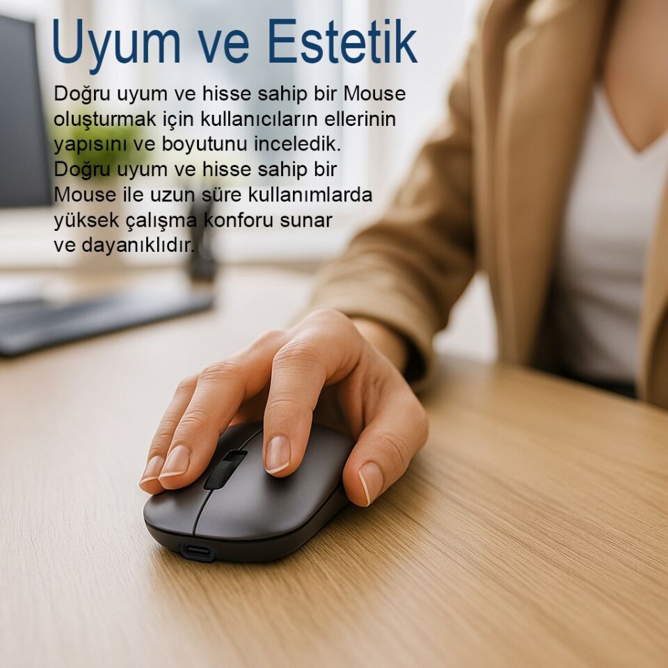 IWM-242 Bluetooth + 2.4G Kablosuz Çift Mod Şarjlı Sessiz Mouse Gri