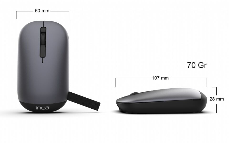 IWM-242 Bluetooth + 2.4G Kablosuz Çift Mod Şarjlı Sessiz Mouse Gri