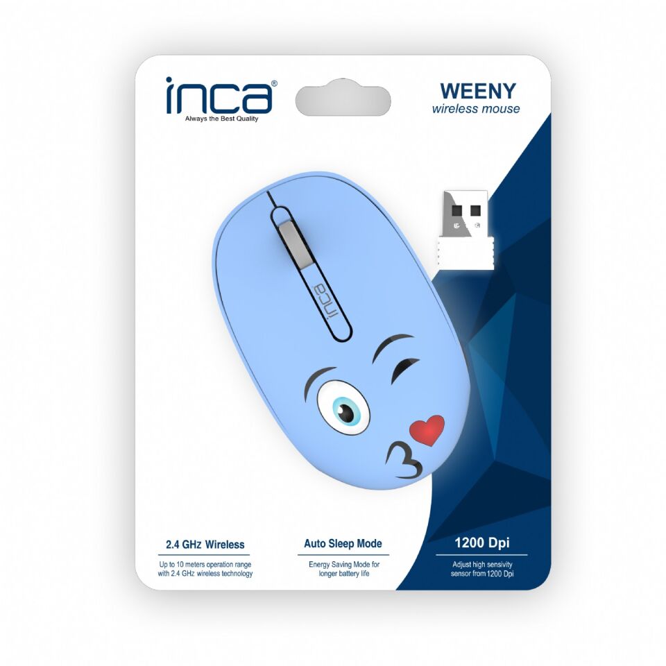 IWM-245 Kablosuz Baskılı Mouse | 1200 DPI 2.4GHz Ergonomik Mouse Mavi