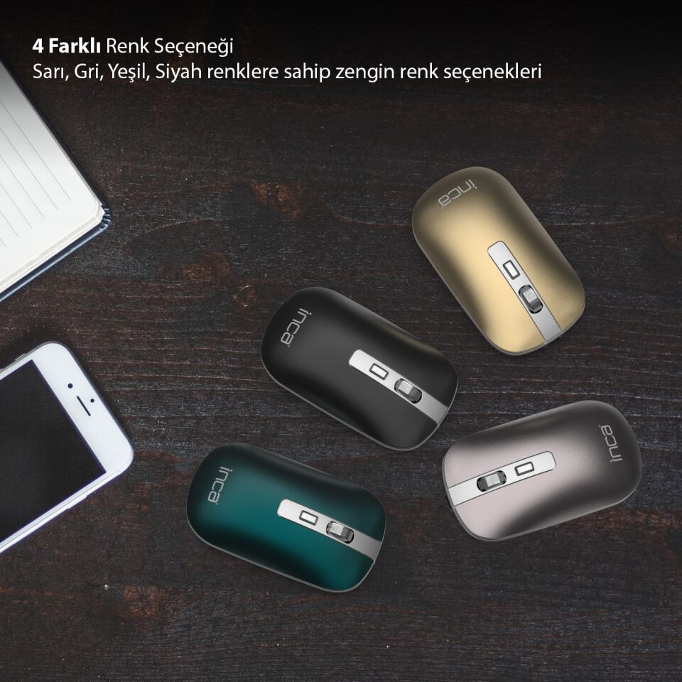 IWM-531R Bluetooth + 2.4G Çift Mod Kablosuz Optik Mouse | Sessiz Tıklama 1600 DPI Şarjlı Sarı
