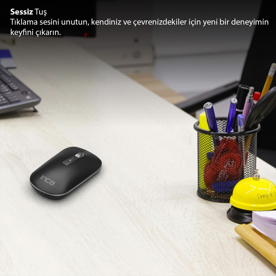 IWM-531R Bluetooth + 2.4G Çift Mod Kablosuz Optik Mouse | Sessiz Tıklama 1600 DPI Şarjlı Antrasit