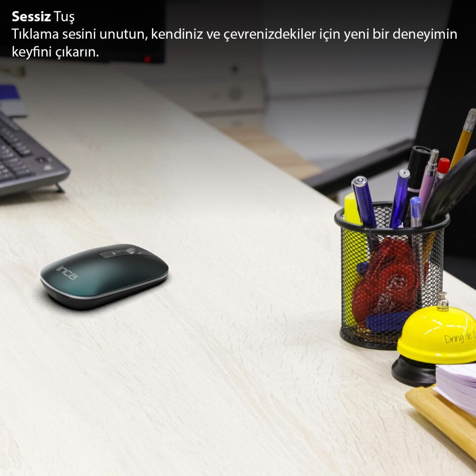 IWM-531R Bluetooth + 2.4G Çift Mod Kablosuz Optik Mouse | Sessiz Tıklama 1600 DPI Şarjlı Yeşil