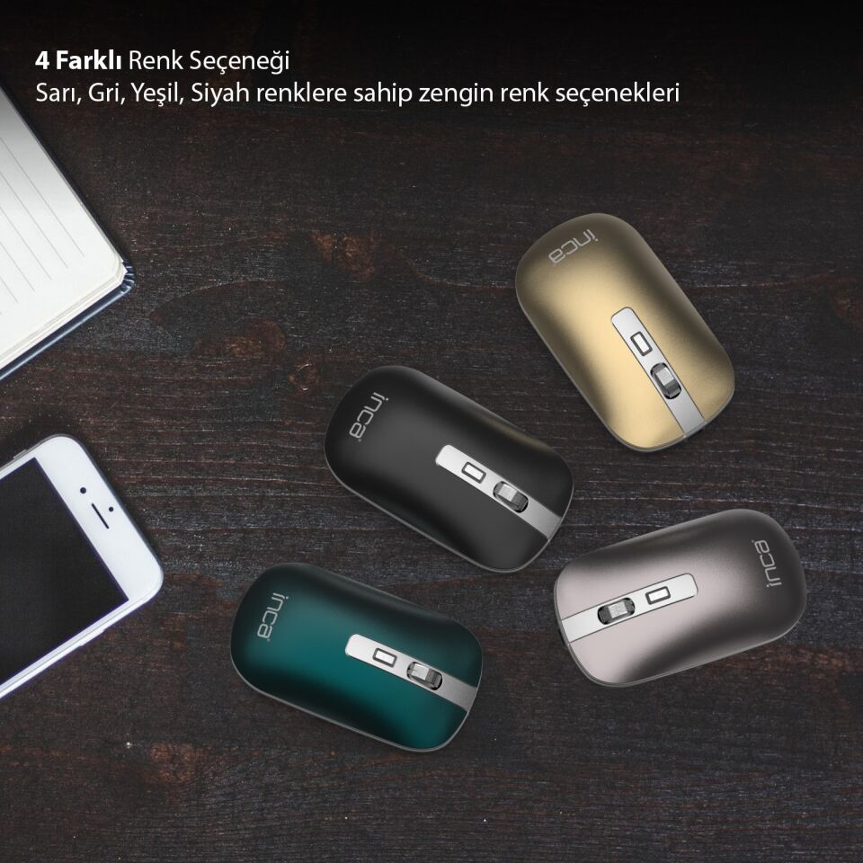IWM-531R Bluetooth + 2.4G Çift Mod Kablosuz Optik Mouse | Sessiz Tıklama 1600 DPI Şarjlı Yeşil