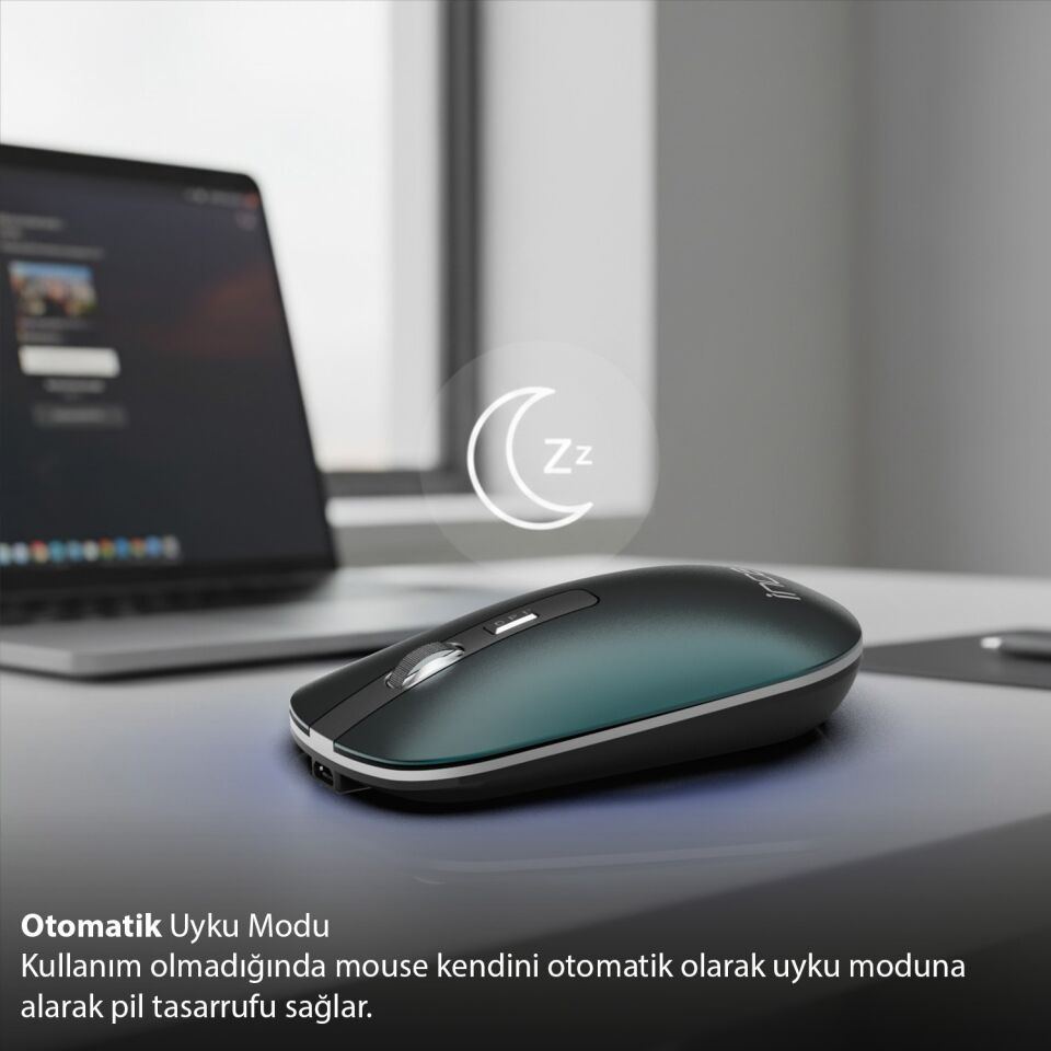 IWM-531R Bluetooth + 2.4G Çift Mod Kablosuz Optik Mouse | Sessiz Tıklama 1600 DPI Şarjlı Yeşil