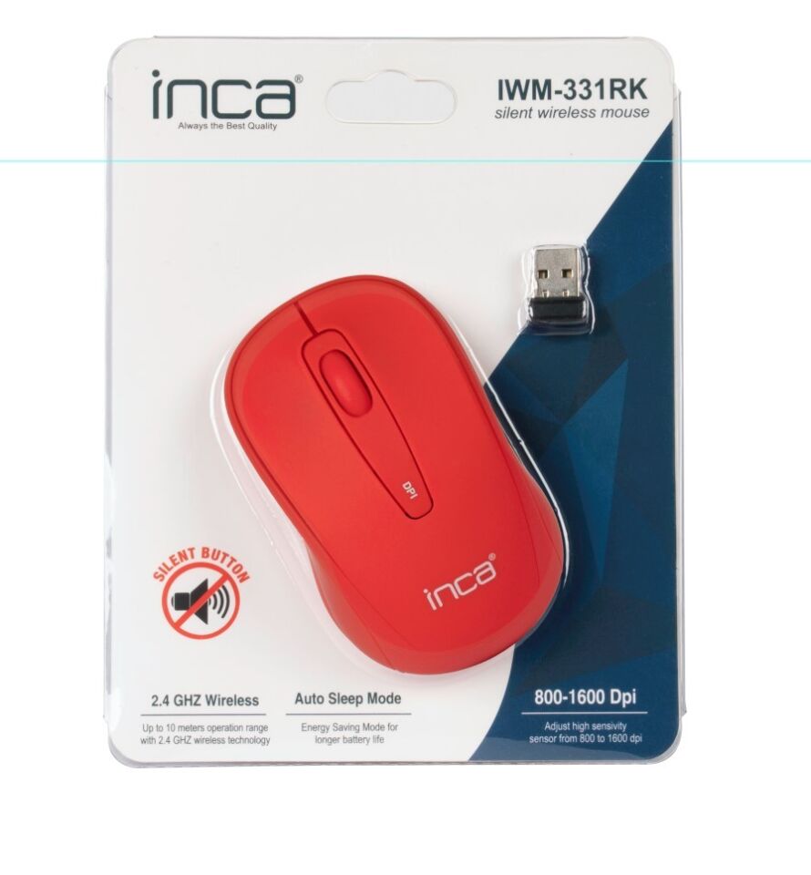 IWM-331R Sessiz Tuş Kablosuz Mouse 1600 DPI | Nano USB Uzun Pil Ömürlü Kırmızı 