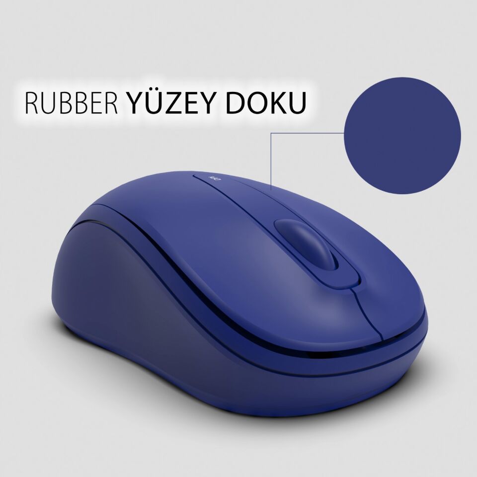 IWM-331R Sessiz Tuş Kablosuz Mouse 1600 DPI | Nano USB Uzun Pil Ömürlü Mavi