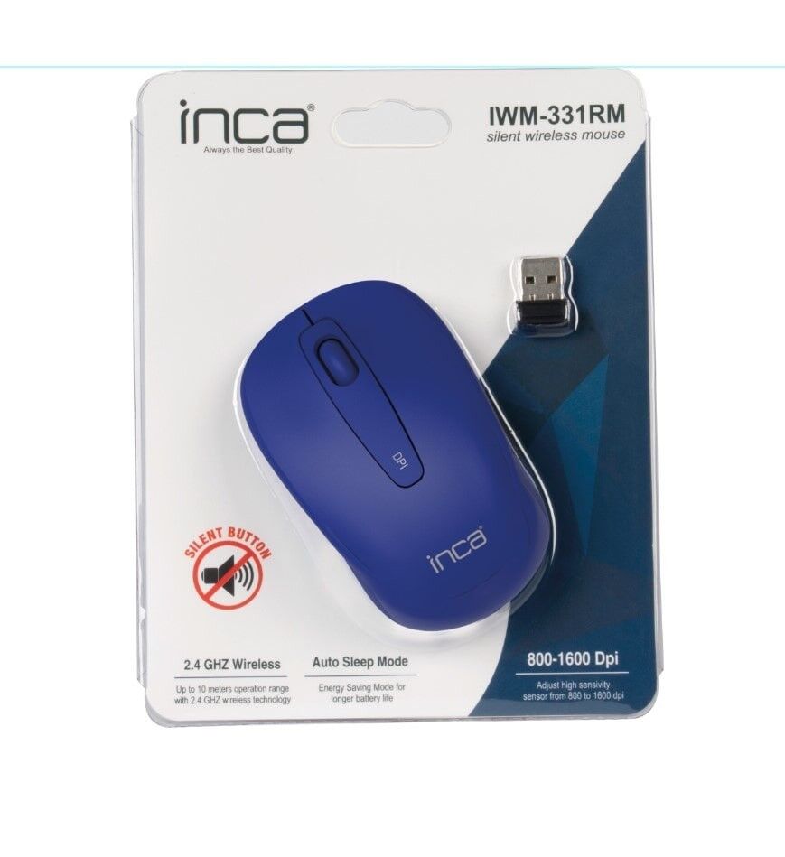 IWM-331R Sessiz Tuş Kablosuz Mouse 1600 DPI | Nano USB Uzun Pil Ömürlü Mavi