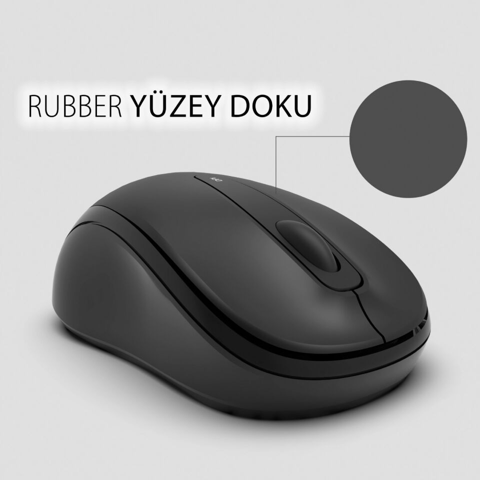 IWM-331R Sessiz Tuş Kablosuz Mouse 1600 DPI | Nano USB Uzun Pil Ömürlü Siyah