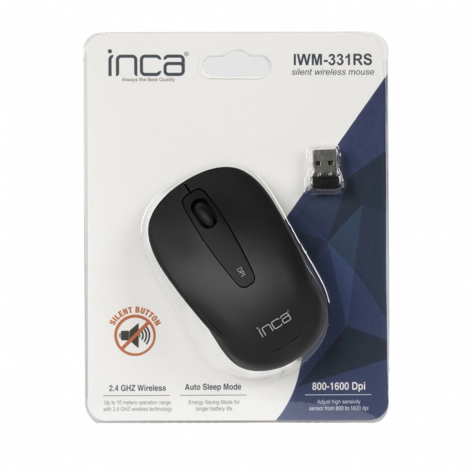 IWM-331R Sessiz Tuş Kablosuz Mouse 1600 DPI | Nano USB Uzun Pil Ömürlü Siyah