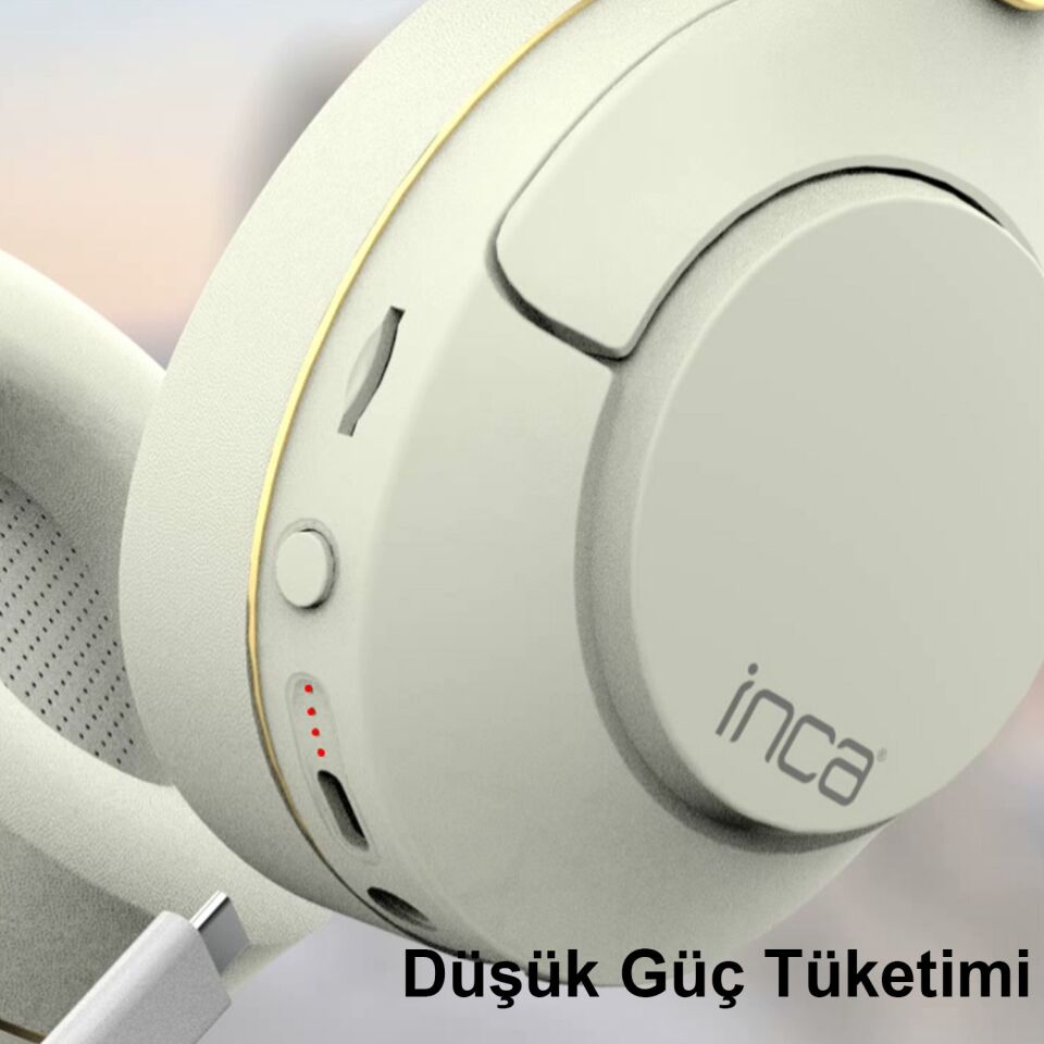 IBK-503 Bluetooth 5.3 Kablosuz Kulaklık | 40mm Sürücü 12 Saat Çalma Süresi Beyaz