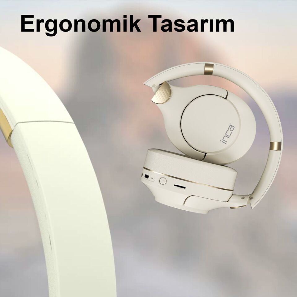 IBK-503 Bluetooth 5.3 Kablosuz Kulaklık | 40mm Sürücü 12 Saat Çalma Süresi Beyaz