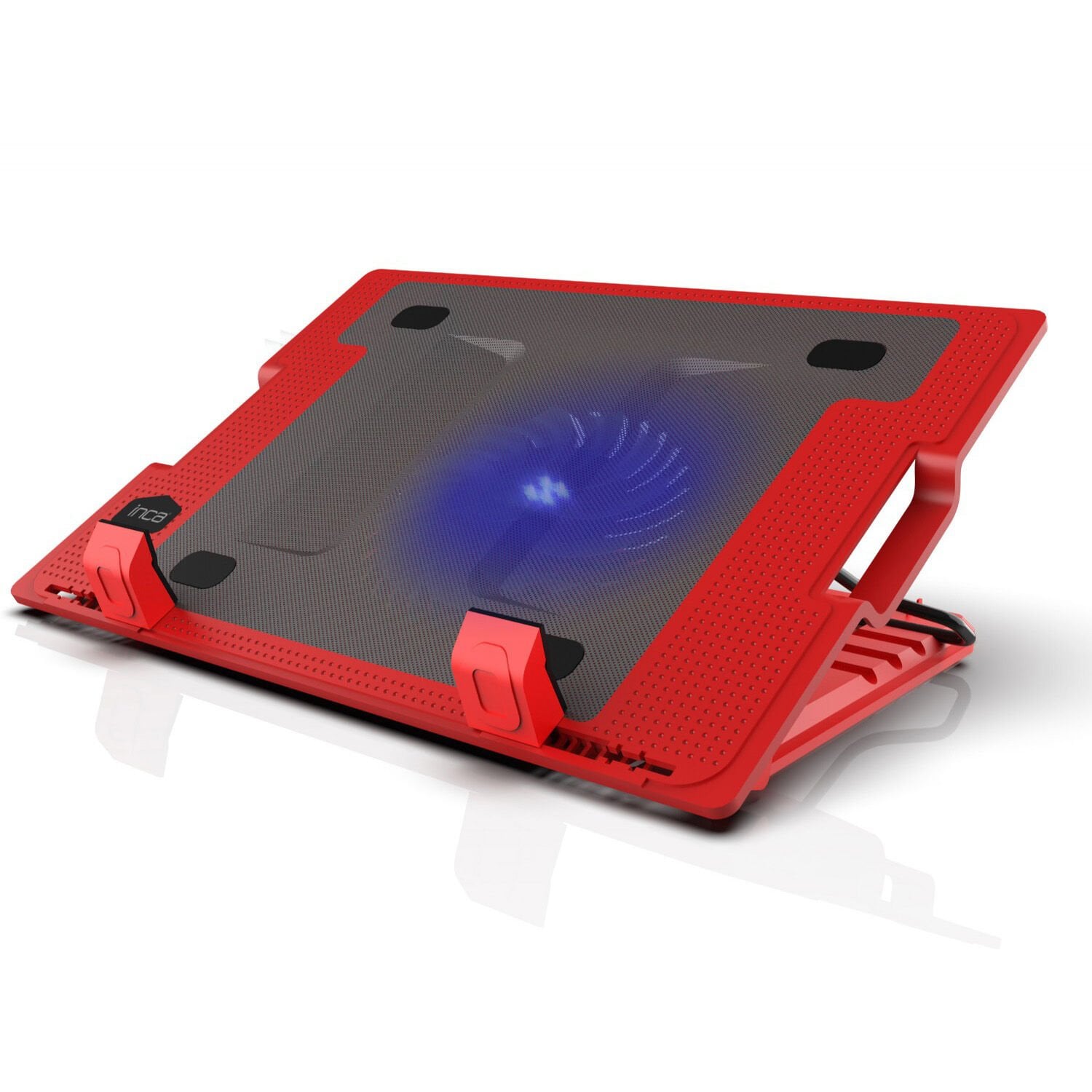 INC-341FX Yüksek Hava Akımlı 130mm LED Fanlı Metal Gaming Laptop Soğutucu | 20 CFM 1200 RPM Sessiz 10 dBA 15.6” Kırmızı 