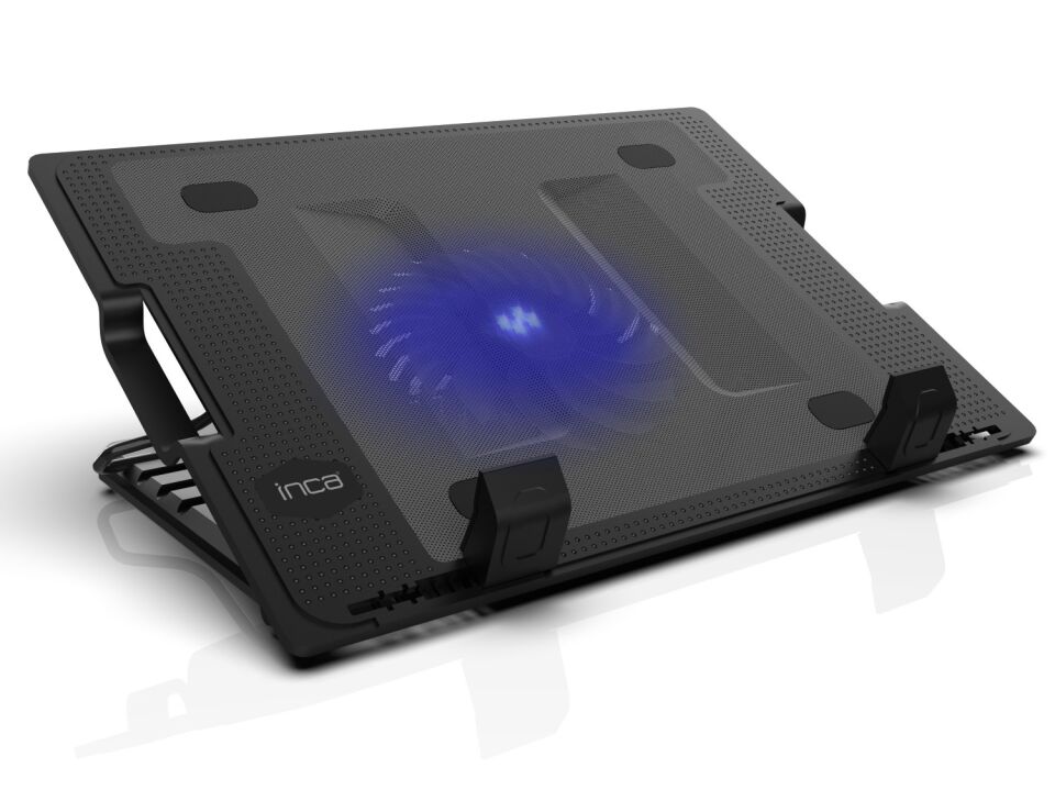 INC-341FX Yüksek Hava Akımlı 130mm LED Fanlı Metal Gaming Laptop Soğutucu | 20 CFM 1200 RPM Sessiz 10 dBA 15.6” Siyah