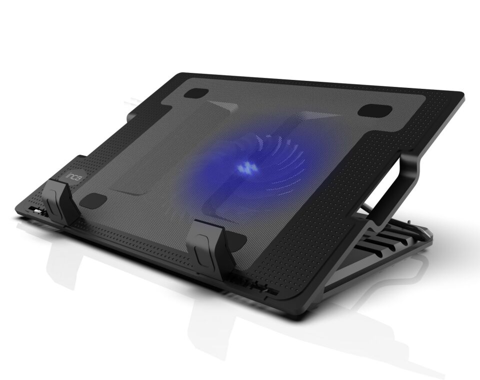 INC-341FX Yüksek Hava Akımlı 130mm LED Fanlı Metal Gaming Laptop Soğutucu | 20 CFM 1200 RPM Sessiz 10 dBA 15.6” Siyah