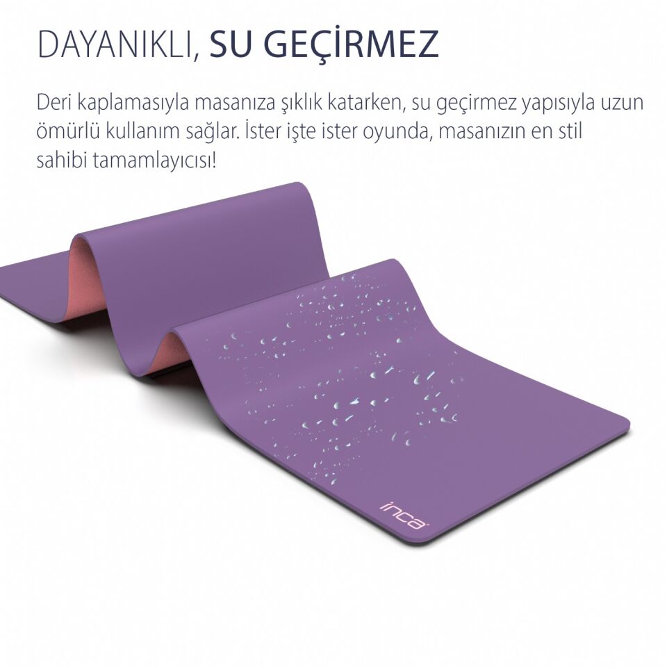 IMP-019 PU Deri Mousepad Çift Taraflı Masa Matı 80x30 Kaymaz Su Geçirmez Pembe