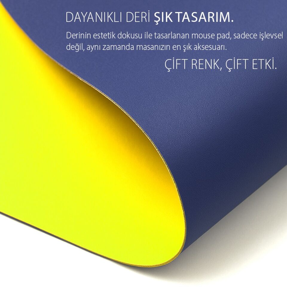 IMP-019 PU Deri Mousepad Çift Taraflı Masa Matı 80x30 Kaymaz Su Geçirmez Lacivert