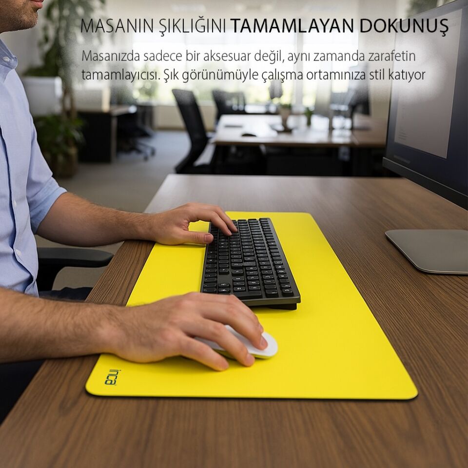 IMP-019 PU Deri Mousepad Çift Taraflı Masa Matı 80x30 Kaymaz Su Geçirmez Lacivert